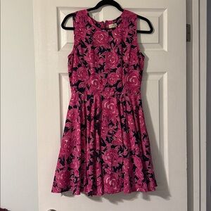 Maison Jules Pink and Black Floral Dress